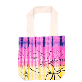 Bolsa de Algodón Tye-Dye - 38x42x12cm - Lotus Buda - Multicolor - Asa Natural