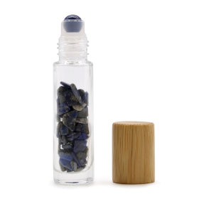 10x Botella Roll-on con gemas - Sodalita - Tapa de madera