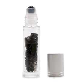 10x Botella en Roll-on con gemas - Turmalina Negra - Tapa plateada