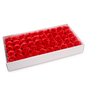 50x Flores de Jabón Artesanal - Med Rose - Rojo con borde negro