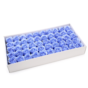 50x Flores de Jabón Artesanal - Med Rose - Azul con borde negro