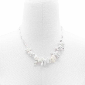 Collar de Gemas de Piedra Larga - Jaspe blanco