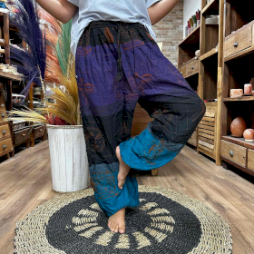 Pantalones para Yoga y Festivales - Estampado Himalaya Cintura Alta - Morado