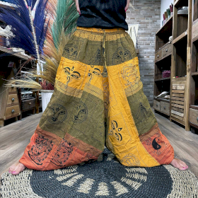 Pantalones para Yoga y Festivales - Estampado Aladino del Himalaya - Naranja