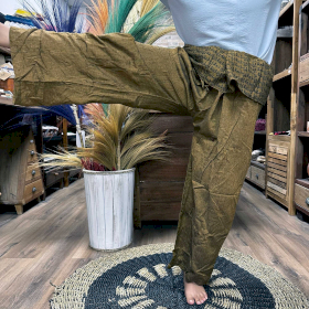 Pantalones para Yoga y Festivales - Pescador Tailandés Mandala Mantra - Naranja