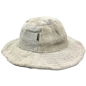 3x Sombrero de Festival Boho de Cáñamo y Algodón con Parches y Alambres - Natural