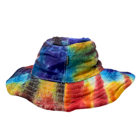 3x Sombrero de Festival Boho de Cáñamo y Algodón con Parches y Alambres - Tyedye