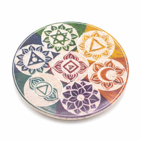 4x Porta Incienso en forma de Disco de Esteatita 10cm - Siete Chakras