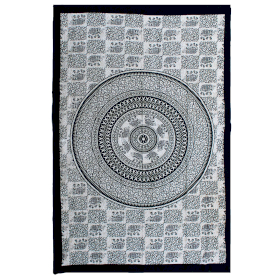 Colcha Individual de Algodón + Tapiz de Pared - Elefante Mandala