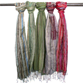 10x Bufandas Bohemias Indias - 22x72cm - Verdes al azar