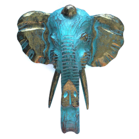 Cabeza Grande de Elefante - Oro y Turquesa