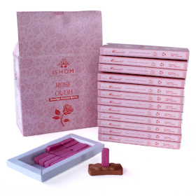 12x Pack de 12 x 15 Ladrillos de Incienso Natural y Quemadores - Madera de rosa