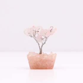 12x Mini arboles de piedras preciosas sobre base de orgonita - Cuarzo rosa (15 piedras)