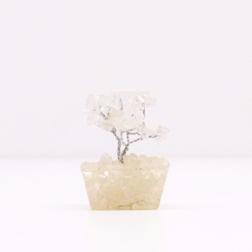 12x Mini arboles de piedras preciosas sobre base de orgonita - Cuarzo de roca (15 piedras)