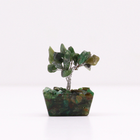 12x Mini arboles de piedras preciosas sobre base de orgonita - Aventurina verde (15 piedras)