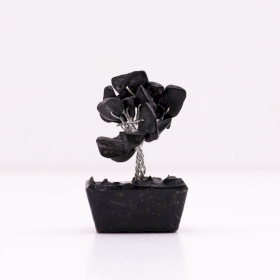 12x Mini arboles de piedras preciosas sobre base de orgonita - Ágata negra (15 piedras)