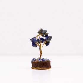 12x Mini arboles de piedras preciosas sobre base de madera - Sodalita (15 piedras)