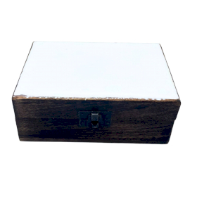 Caja de Madera de Cerámica Esmaltada Mediana - 15x10x6cm - Blanca