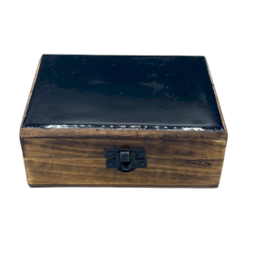 Caja de Madera de Cerámica Esmaltada  Mediana  - 15x10x6cm - Negra