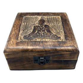 Caja de Recuerdos de Madera Cuadrada 13x13x6cm - Buda