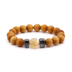 3x Pulsera de Cedro - Chakra Solar - Citrino