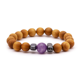 3x Pulsera de Cedro - Chakra del Tercer Ojo - Amatista