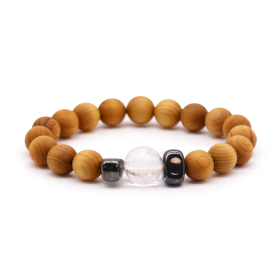 3x Pulsera de Cedro - Chakra Corona - Cuarzo Claro