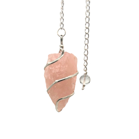 Pendulo Piedra Preciosa en bruto - Cuarzo Rosa