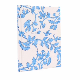 Cuadernos encuadernados en algodon 20x15cm - 96 pag - Azul claro floral