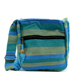 Bolso de Nepal (correa ajustable) - Verde y Azul