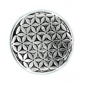 6x Porta Incienso Flor de la Vida de Aluminio Pulido 11cm