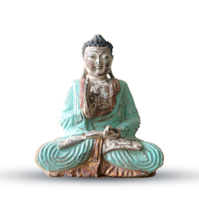 Estatua de Buda Vintage Naranja Tallada a Mano - 30cm - Transmision de Enseñanza