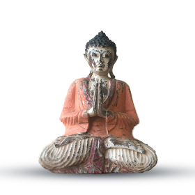 Estatua de Buda Vintage Naranja Tallada a Mano - 30cm - Bienvenido