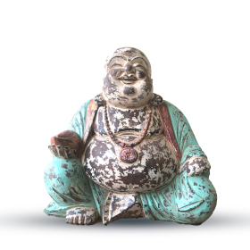 Estatua de Buda Vintage Menta Tallada a Mano - 40cm - Buda Feliz