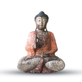 Estatua de Buda Vintage Naranja Tallada a Mano - 60cm - Transmision de la Enseñanza