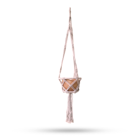 Porta Macera de Macrame con Aro Pequeño  - Beige - Aro de 16 cm