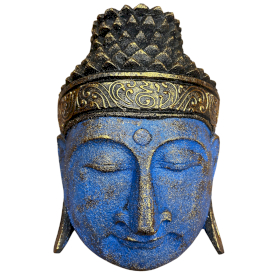 Decoracion de Hogar - Cabeza de Buda - 25cm - Acabado Azul Brillante