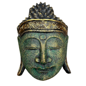 Decoracion de Hogar - Cabeza de Buda - 25cm - Acabado Verde Brillante