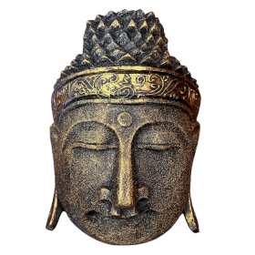 Decoracion de Hogar - Cabeza de Buda - 25cm - Acabado Oro Brillante
