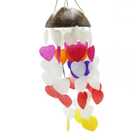 Carrillón de Coco y Capiz - Corazones Grandes - 40cm