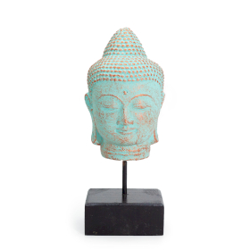 Cabeza de Buda de la Quietud sobre soporte - Cobre Verde