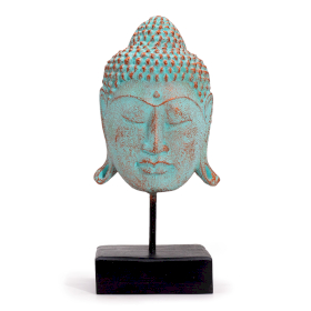 Cabeza de Buda de la Serenidad sobre soporte - Cobre Verde