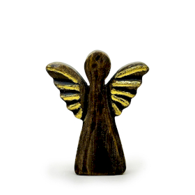 Angel de Madera de Mango Pequeño- Decoración Dorada - 12cm