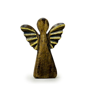 Angel de Madera de Mango Mediano - Decoración Dorada - 16cm