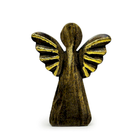 Angel de Madera de Mango grande- Decoración Dorada - 19cm