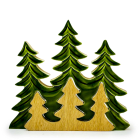 2x Decoración Bosque en Madera 3D -Tres árboles