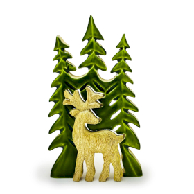 3x Decoración Bosque en Madera - Ciervo en el bosque