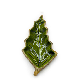 2x Decoración Bosque en Madera - Cuenco esmaltado con forma de hoja