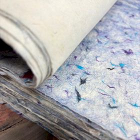 10x Papel Artesanal de Regalo Lokta Craft - Algodón azul