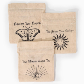 12x Bolsas Esotéricas - Natural y Negro (4x 3 diseños)
